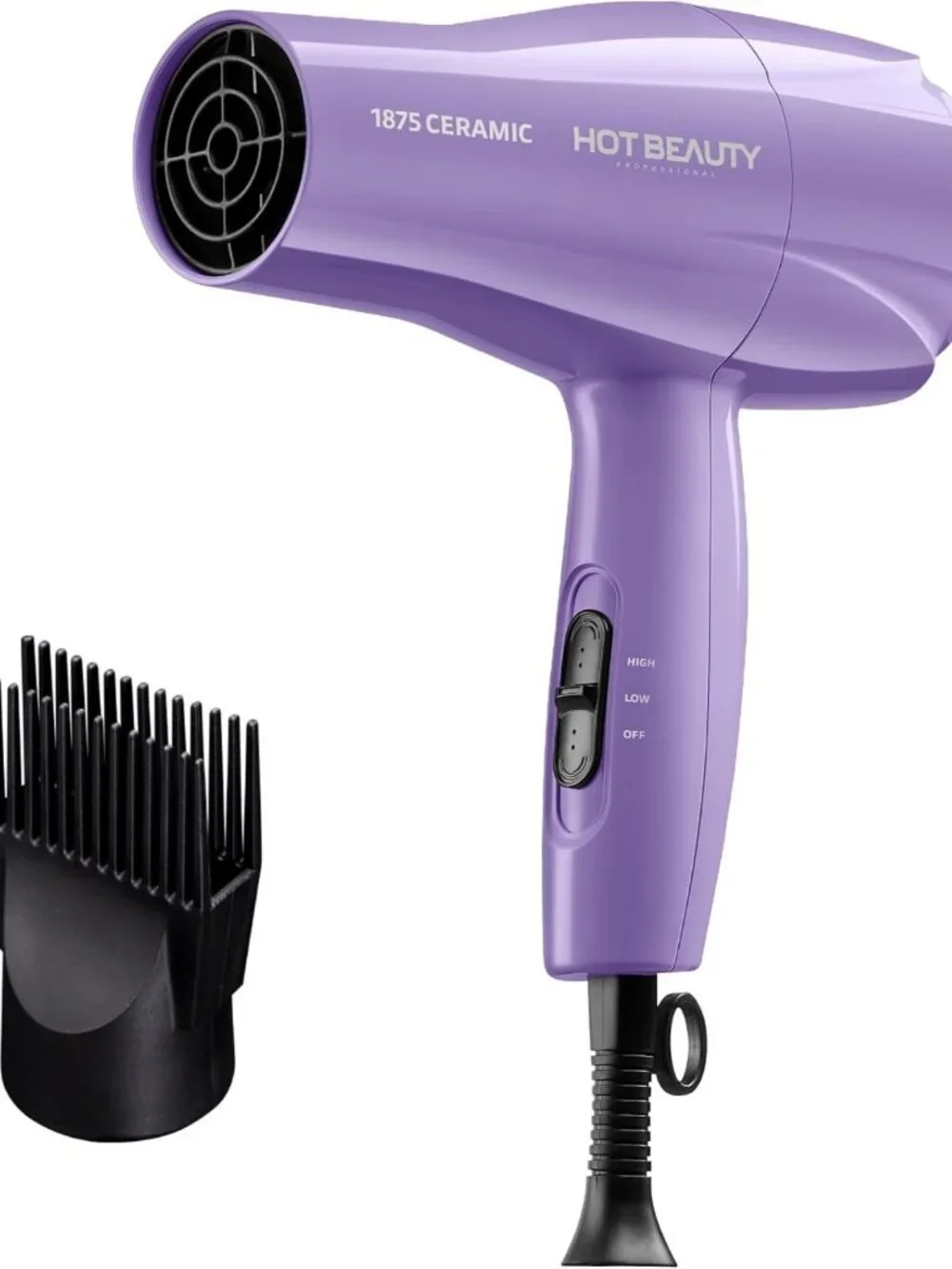 Powerful 1875W Ceramic Hair Dryer, Fast Drying, Multi-Setting, Comb & Detangler
